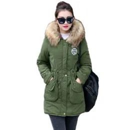 新しい長いパーカーの女性レディース冬のジャケットコート厚い綿の暖かいジャケットレディースアウトウェアパーカープラスサイズの毛皮コート2019