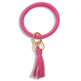 Wholesale- fashion ins designer cute lovely simple leather tassel key ring charm bangle bracelet for woman