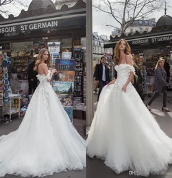 最新のJulie Vinoのウェディングドレスオフ肩のアップリケボヘミアンAライン花嫁のウェディングドレスカスタムメイドローブデマリー
