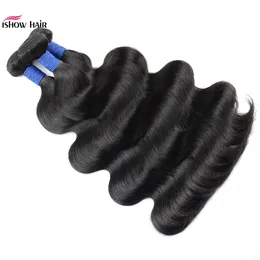 Ishow 10A Peruvian Body Wave Human Hair 3/4 Bundles Deals Kinky Curly Loose Deep Indian Remy Hair Weft Extensions Straight for Women All Ages Natural Color 8-28inch