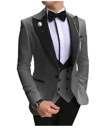 İnce Fit Kraliyet Damat Smokin Pik Kavur Groomsmen Erkek Gelinlik Tarzı Man Ceket Blazer 3 Parça Suit Jake Pantolon Yelek T234D