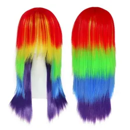 Storlek: justerbar syntetisk tillbehör regnbåge ombre fluffig wig lockig multi-color lady party lolita kvinnor cosplay peruker