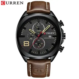 Роскошные лучшие бренды CURREN, мужские часы с кожаным ремешком, хронограф, спортивные часы, мужские деловые наручные часы, водонепроницаемые 30 м 20258Z
