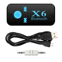 Bil Bluetooth X6 Music Receiver Adapter 3.5mm Jack Wireless Handsfree Car Kit TF-kortläsare Funktion Pear White Package 50pcs / Lot