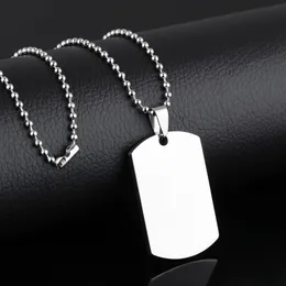 Simple Glossy Can Lettering Dog Tag 316L Stainless Steel Rectangle Pendant Necklace Student Soldier Identification Pendants Jewelry