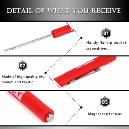 10st mini toppar och fickklämmor fickskruvmejsel Stark magnetisk slitsskruvmejsel GJ001-QY231D