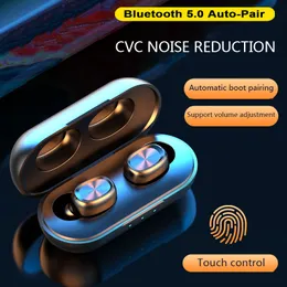TWS 5.0 fones de ouvido B5 fone de ouvido sem fio Bluetooth à prova d 'água 6D estéreo fone de ouvido toque de controle de toque esportes Earbuds 300mAh Caixa de carregamento com microfone