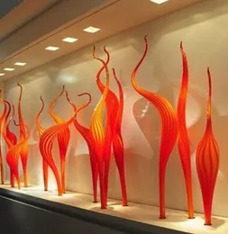 Novelty Hand Lamps Reed Floor Lamp Orange Murano Top Quality 100% Mouth Blown Glass Sculpture for Party Garden