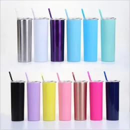 Thermos Cups Insulated Tumbler Stainless Steel Water Bottle Vacuum Beer Coffee Mug Lids Straws Drinkware Straight 20Oz Double Layer C6222
