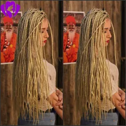 Fashion Blonde Wigs Synthetic Lace Front Wig Braided Box Braids Wig 24 Inch With Baby Hair Braided Wigs For Women
