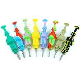 3 styles unbreakable Retail silicone Nectar Collector kit Concentrate smoke Pipe with Titanium Tip Oil Rigs smoking accessories water p