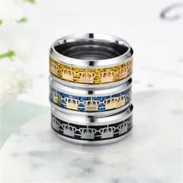 3 colori Fine qualità 316L in acciaio inossidabile anello da donna anello corona in acciaio in gomma in gomma riempiti di gioielli personalizzati per donne all'ingrosso 18k oro placcato