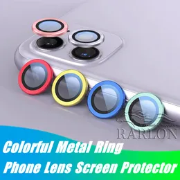 Ny stil Telefonlinsskärmskydd för iPhone 14 Pro Max 14Plus 14Pro 13 Mini 12 3D Full Back Camera Tempered Glass Film Aluminium Metal Lens Case
