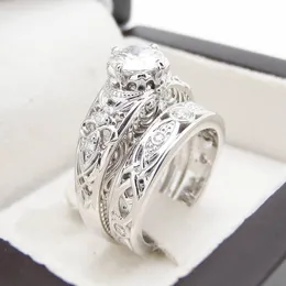 Modig och enkel 925 Standard Sterling Silver Naturlig Diamant Real Albumen Diamond Ring Bride Engagement Smycken Kärlek Storlek 6-10