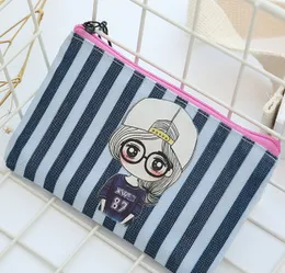 Hot sell-2018 candy color striped cosmetic bags/coin purses/wallets holders