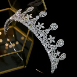 Wysokiej jakości kryształowy sześcien Cubic Wedding Bridal Tiara Luksusowa korona Tiara