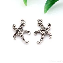 200pcs Antique Silver Alloy Starfish Charm Pendants For Jewelry Making, Earrings, Necklace And Bracelet 17 x 12mm