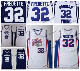 MI08 Mens Brigham Young Cougars Jimmer Fredette College Basketball Jerseys Винтажные белые майки #32 Шанхайские акулы сшиты