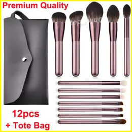 Conjunto de pincel de maquiagem de alta qualidade +escovas de sombra de bolsa de saco de 12 pcs kit de escovas de contorno pó Kit Cosmetics Fundação Brush Tools Beauty Tools