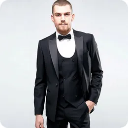 Siyah Erkekler Erkek Düğün Suits Damat Custom Made Slim Fit Resmi Damat Giyim Balo Kostüm Smokin Blazer En İyi Erkek Trajes De Hombre Takımları