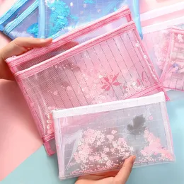 Make Up Organizer Bag Toiletry Bathing Storage Bag Women Waterproof Transparent Floral PVC Travel Cosmetic Bag Pencil Case CT0266