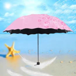 Liten blomma Paraply Folding Anti-UV Vattentät Blommande Mode Sun Paraply Regn Kvinnor Present Män Pocket Parasol