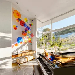 100 handblåst murano glas hängande tallrikar väggkonst Dale chihuly stil borosilikat glas konst handblåst moderna design glas blommaplattor