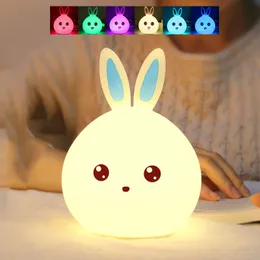 Led Rabbit Night Light USB for Children Baby Kids Gift Animal Cartoon Decorative Lamp Bedside Bedroom Living Room M1691