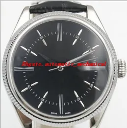 7 Style Men Watch Sapphire Black White Dial 50505 39 mm Automatyczne czarne brązowe skórzane paski Luksusowy zegarek