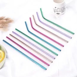 Stainless Steel Straw Beverage Juice Milk Tea Cocktail Straws Outdoor Portable Drinking Straws 6*215mm Straight Straws