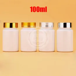 100PCS 100cc زجاجات PET الصلبة ، زجاجات التعبئة فارغة ، زجاجات بلاستيكية 100ML - اللون الأبيض مع قبعات المسمار الألومنيوم