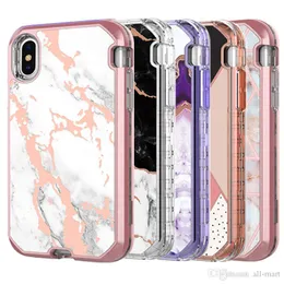 3In1 MARBLE CASE FÖR IPHON 11 PRO MAX 8P XR XS MAX Soft TPU Hård plastlock Kompatibel med LG K40 K12 Plus