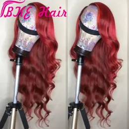 Mode Lange Tiefe Welle Lace Front Perücken Burgund Farbe Synthetische Spitze Perücke für Frauen Natürlichen Haaransatz Hitzebeständige Faser haar Cosplay