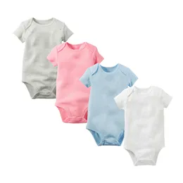 Baby Romper Baby Packsuits Хлопок Высокое Качество Дешевые Сплошные Цветы Мульти Цвета Короткие Рукава Треугольник Блокипер Baby Onesies 0-24м EUR