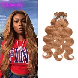 Brazylijskie dziewicze Human Hair Extensions 3 Bundles Body Wave 3piece/działka 27# kolorowa blondynka 27# fala ciała podwójne wątki 10-28 cali