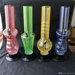 Vertikala Stripes Multicolor Hookah Glas Bongs Tillbehör, Glas Rökpipor Färgrik Mini Multi-Färger Handrör Bästa Sked Glasrör