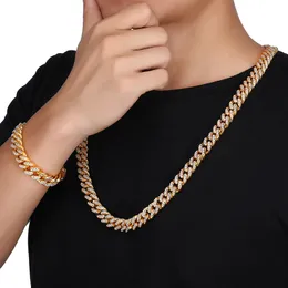 US7 Full Ice Out Halsband för män Micro Miami Kubansk Kedjan Choker Halsband Kubansk Länk Kedja Bundle Rapper Men Mode Smycken