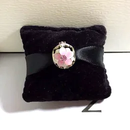 Autentyczne 925 Sterling Silver Pink Emalia Kwiaty Charms Oryginalne pudełko na Pandora Koraliki Charms Bransoletka Biżuteria Dokonywanie Akcesoria