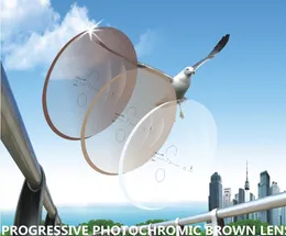 Предписание Фотохромные Brown / серый прогрессивная линза 1,56 HMC + EMI 12mm14mm коридор муть фокуса рецептурных очки для оптических солнцезащитных очков