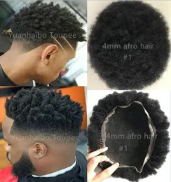 Мужская парик 4 мм афро странный скручиваемость полной кружевной палачкой индийская девственница REMY замена человеческих волос для черных мужчин экспресс-доставка