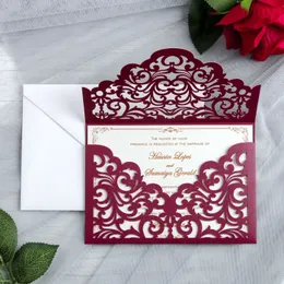 2020エレガントなブランガンのレーザーカットの招待状は結婚式のブライダルシャワーの婚約誕生日卒業の招待状