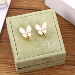 2023 Luxury quality S925 silver charm earring butterfly shape design with nature white shell beads design have box stamp PS5067