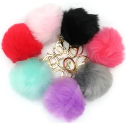 Изумительные 20pcs / Lot 20 цветов Sleutelhanger Pompom брелок Fur Portachiavi Пушистых брелки для автомобилей помпонного брелоков Pom Pom