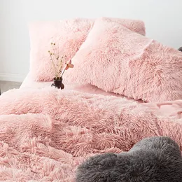 FB1901001 Tessuto in pile bianco rosa invernale Set di biancheria da letto in puro colore spesso Copripiumino in velluto di visone Lenzuolo king size Federa165Z