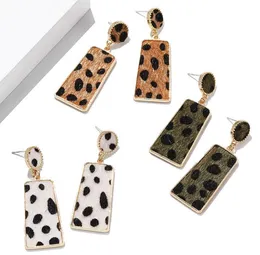 New accessories Korean style fashion personality leopard suede earrings geometric square long earrings earrings WY705