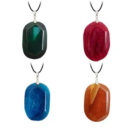 Natural Stone Necklace Agate Oval Pendant Double-sided Angle Raw Stone Crystal Necklace Exquisite Gift Pendant