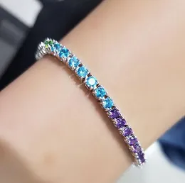 Bracciale tennis da uomo con taglio ghiacciato da 3 mm 7/8 pollici Triple Lock Hiphop Braccialetti colorati CZ di lusso con zirconi cubici 1 fila