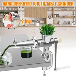 2 In 1 Household Operated Juicer Meat Grinder Juice Squeezer Press Extractor Meat Fruit Vegetable Wheatgrass