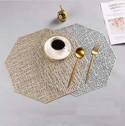 PVC Octagon Restaurang Kök Värme Isolerad Table Mat Placemat Non Slip Vattentäta Kuddar Hem Tillbehör Dekoration Middag