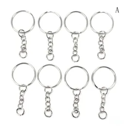 100 Pcs/Set Silver Key Chains Stainless Steel Alloy Circle Diy 25mm Keyrings 3 Styles Jewelry Keychain Key Ring Accessories